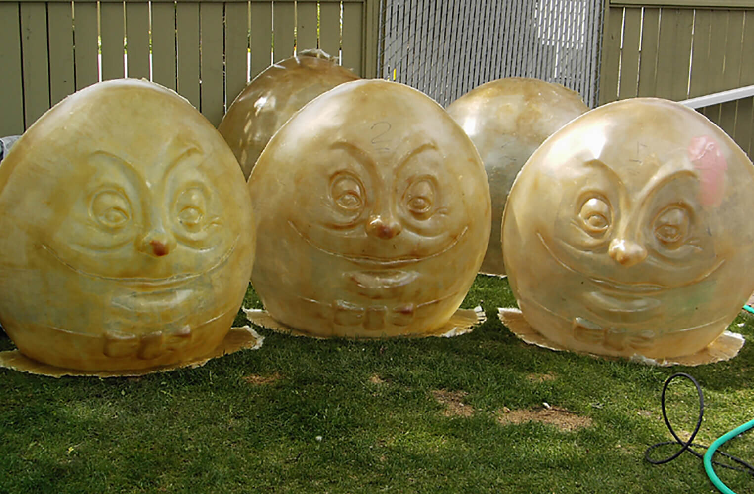 Here, the parts are shown after coming out of the molds. These finished parts were then assembled, strengthened with an internal foam structure and finally painted.